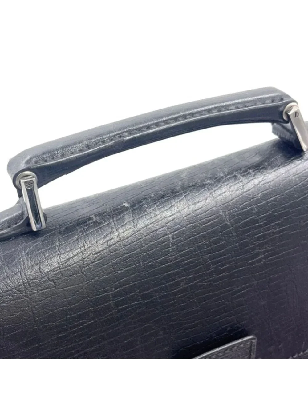 Gucci Guccissima Leather Black Business Bag Silver